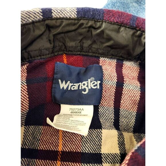 Wrangler pearl snap heavyweight double pocket mens 4X BIG plaid shirt - Picture 8 of 8